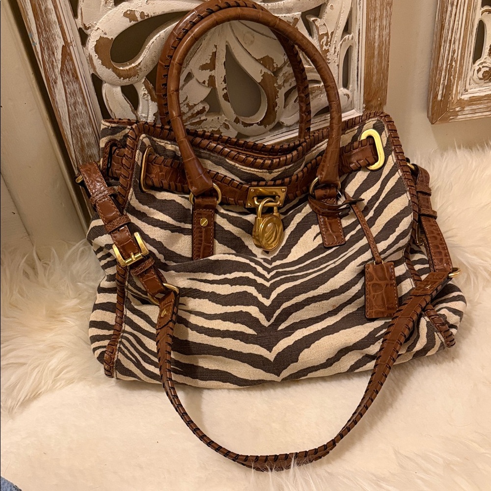 Michael Kors Brown Zebra Print Shoulder Bag